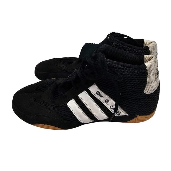 adidas Other - Adidas Mat Hog Wrestling Shoes Boys Sz 3.5 Youth Black White